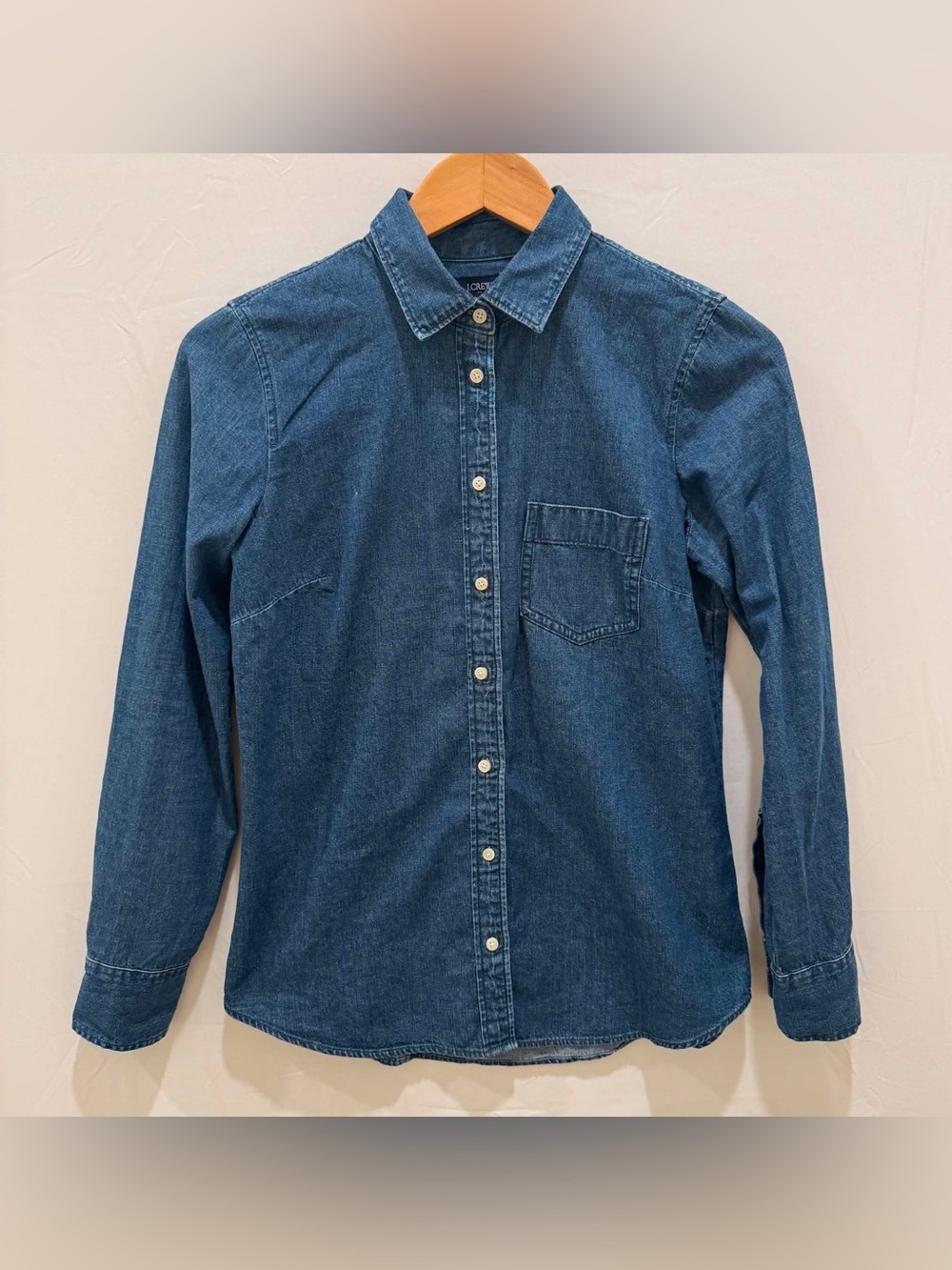 J. Crew Women Indigo Denim Button-Down Shirt 100% Cotton XS